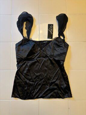 vintage y2k black silk kaity tank top NWT